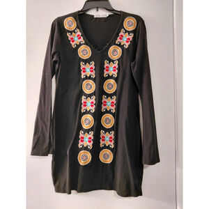 Misslook Women'sLong Sleeve Colorful Shirt Tunic Size L Multicolor Geometric Top